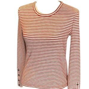 Madewell Striped Ribbed Long Sleeve Button Cuff Henley, Small Stretchy‎ M1742